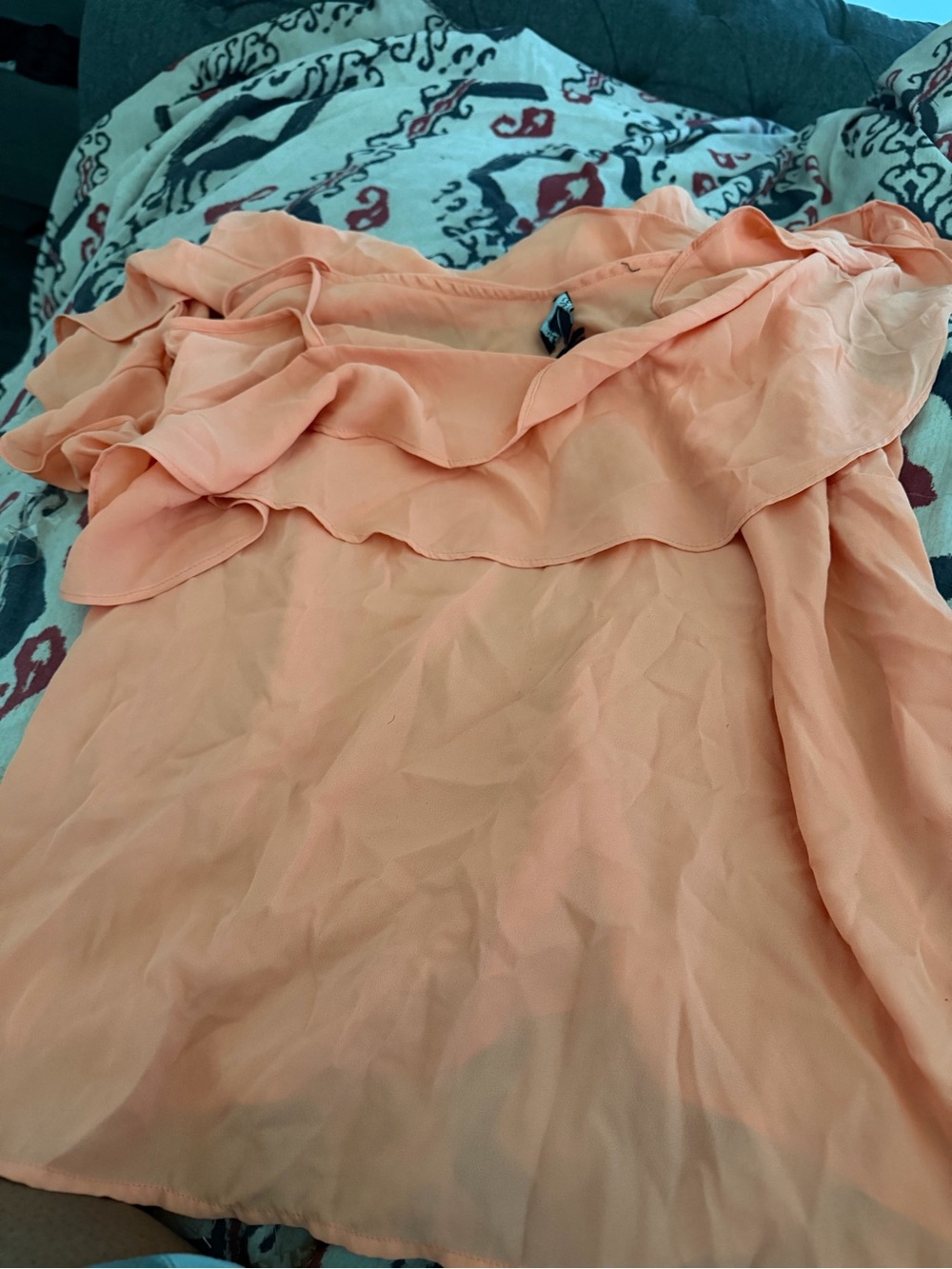 Shinestar Peach Ruffle Off-Shoulder Blouse